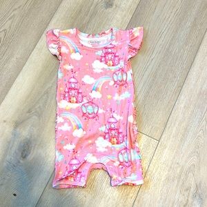Posh Peanut Posh Castle ruffle cap sleeved romper